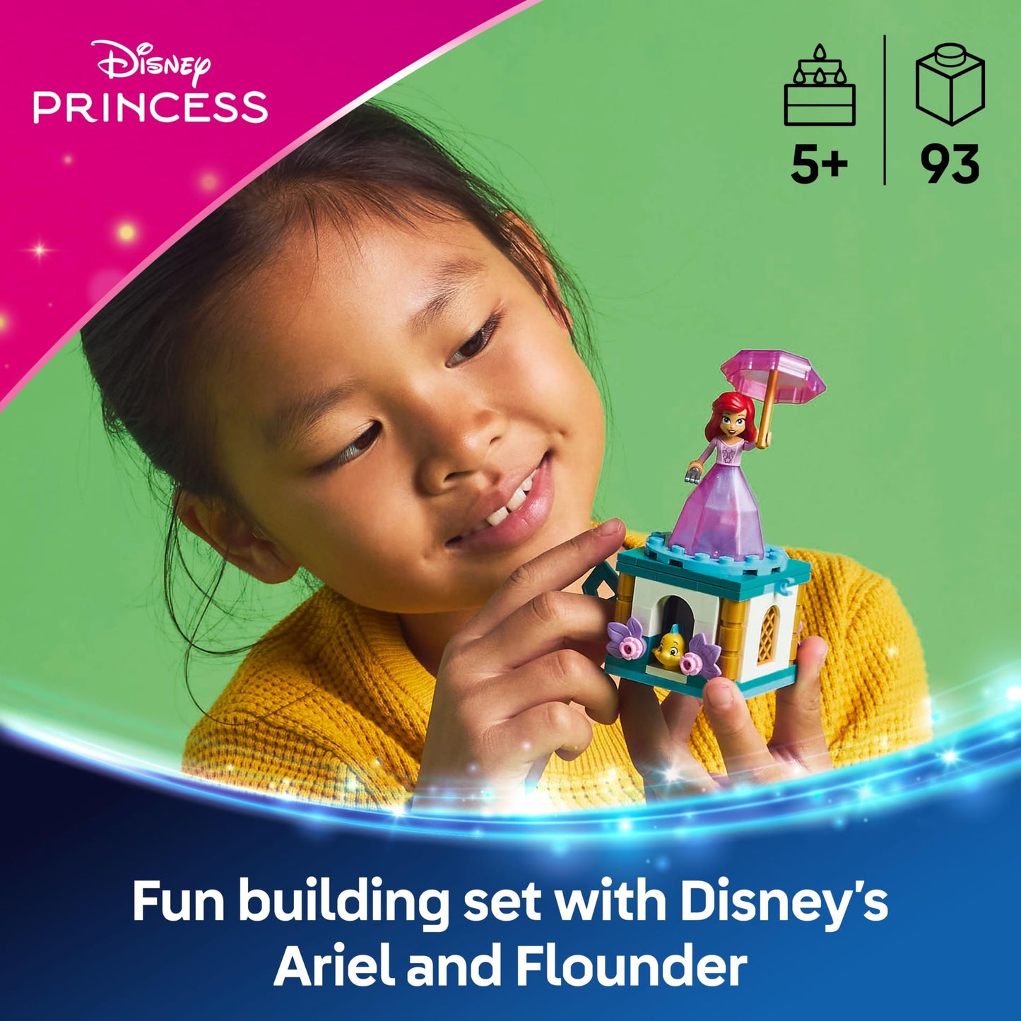 LEGO ǀ Disney Princess Twirling Ariel - Spinning Toy with a Mini Doll & Flounder Figure plus Accessories incl. a Diamond & Key - Gift for 5+ Year Old Girls - 43259