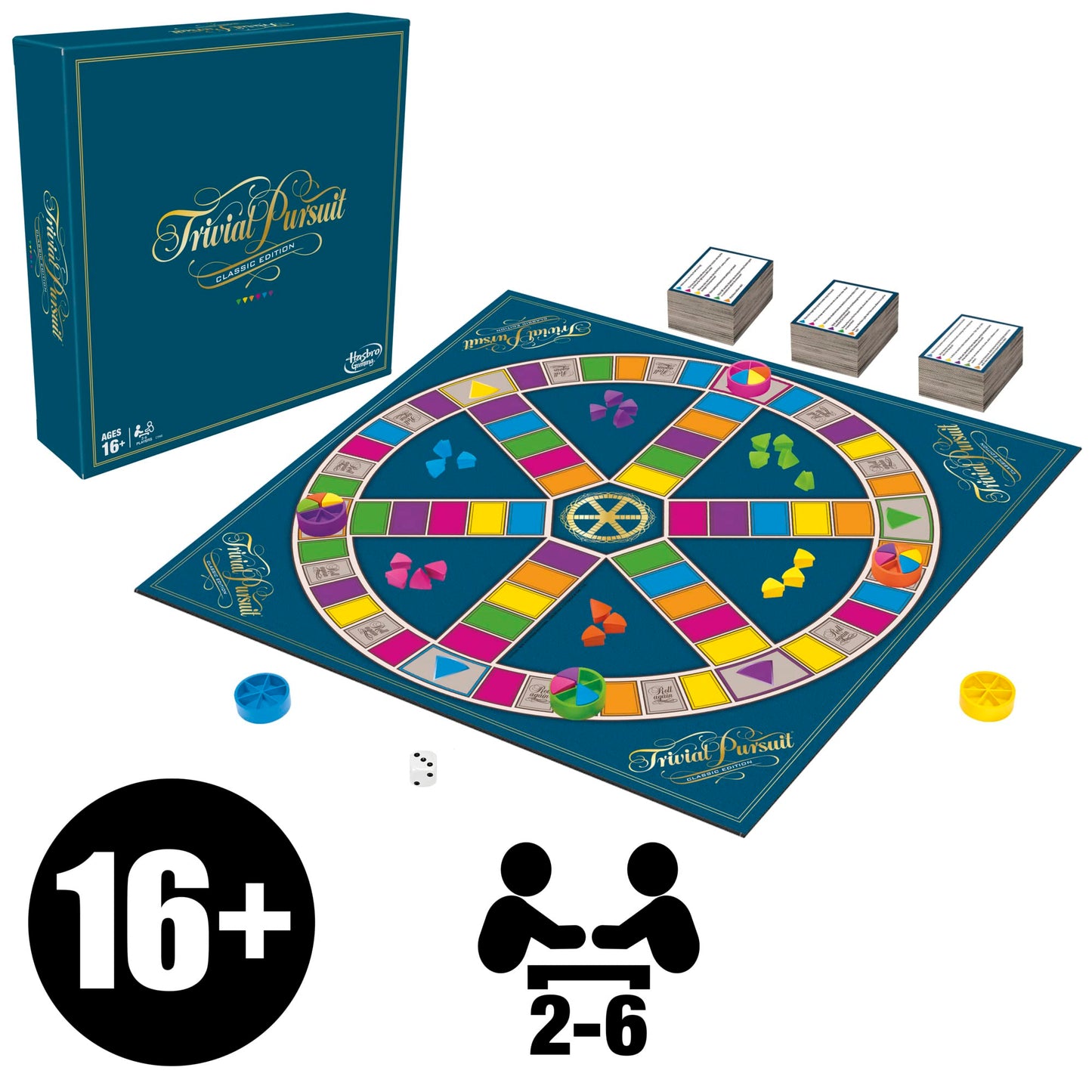 Trivial Pursuit Classic Edition Board Game by Hasbro – 2,400 Questions
