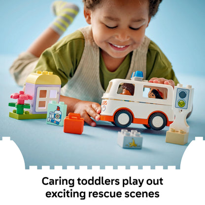 LEGO DUPLO Ambulance & Driver - Toddler Learning Toy for 2+ Year Old Boys & Girls - incl. a Car, Small House, 2 Figures & First Aid Bricks - 10447