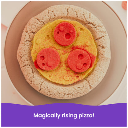 Kinetic Sand, SquishPizza Rising Pizza Playset with 452g Play Sand and 5 Tools, Kids’ Toys for Girls and Boys Aged 5 and up