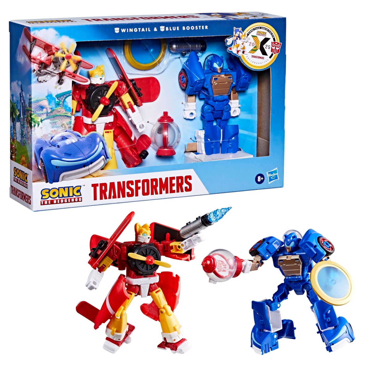 Transformers Collaborative Sonic the Hedgehog x Wingtail and Blue Booster Action Figures
