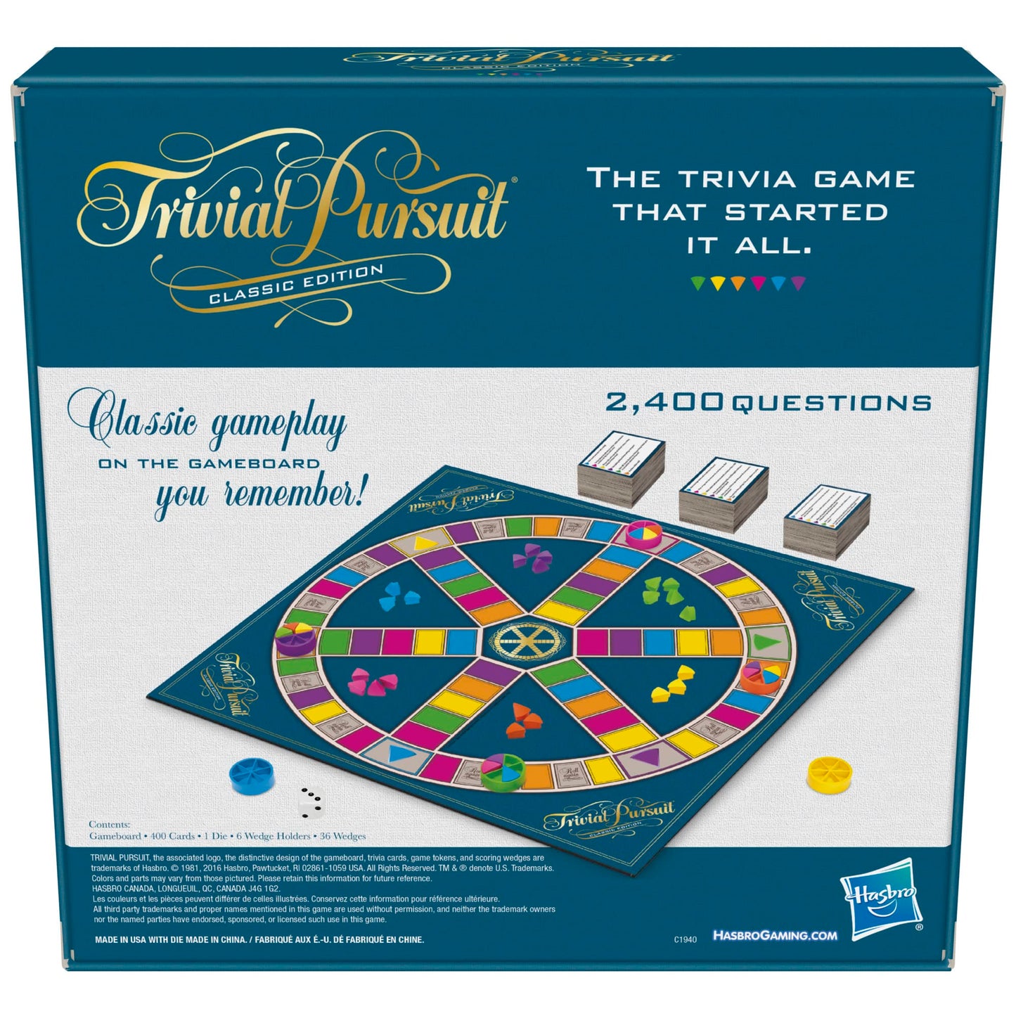 Hasbro Trivial Pursuit Classic Edition coloured wedge tokens in six player colours
