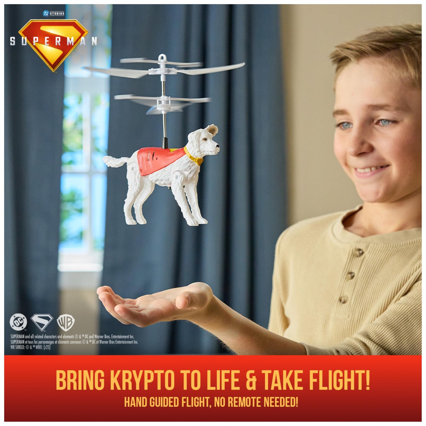 DC Comics, SUPERMAN Up in the Sky! Flying Krypto, RC Toys and Remote Control Toys for Kids, 19-cm Hovering Superdog, For Ages 4 and Up