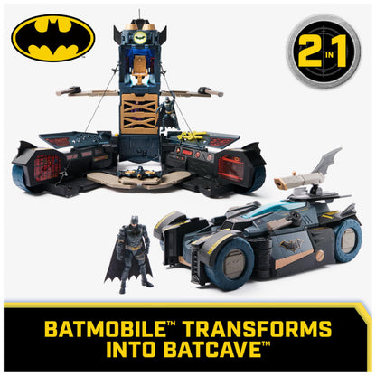 DC Batman, Ultimate Transforming Batmobile Playset, 2-in-1 Batman Playset with Exclusive Figure and Glider, Lights and Sounds, Kids Toys for Boys and Girls 4+