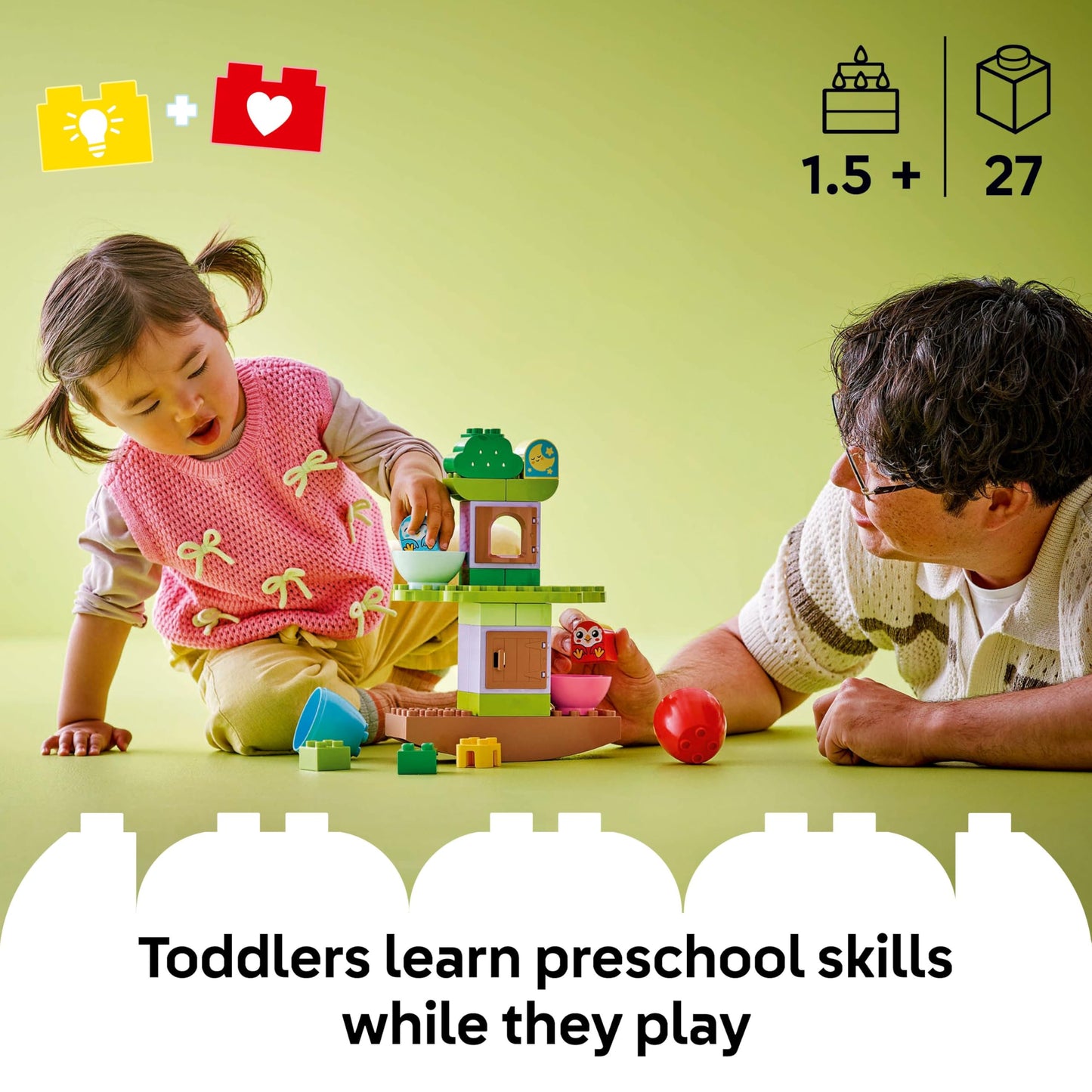 LEGO DUPLO My First Balancing & Stacking Tree - Toddler Learning Toy for 1+ Year Old Girls & Boys - Fine Motor Skills Building Set with 2 Bird Figures - 10440