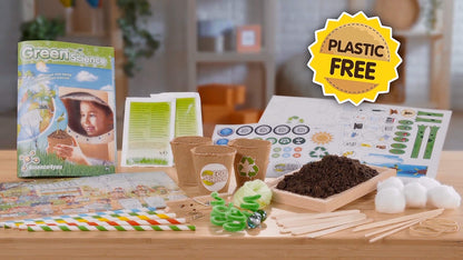 Science 4 You Green Science Kit for Kids Ages 6+ w/ 15+ Science Experiments: Cress Seeds for Kids to Grow, 60pcs Puzzle, Garden Windmill, Rocket Launcher, Eco Friendly Gift and Toy for Boys and Girls