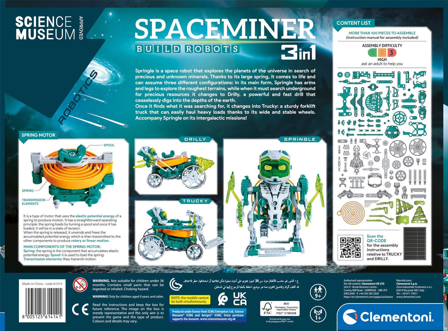 Clementoni- Science Museum: Space Miner, Programmable, Interactive Robot, STEM Toys (10+ Months)