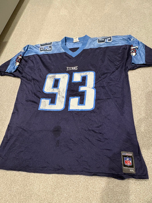 Tennessee Titans Jersey Mens 2XL Navy Blue NFL Football Kevin Carter 93 Reebok