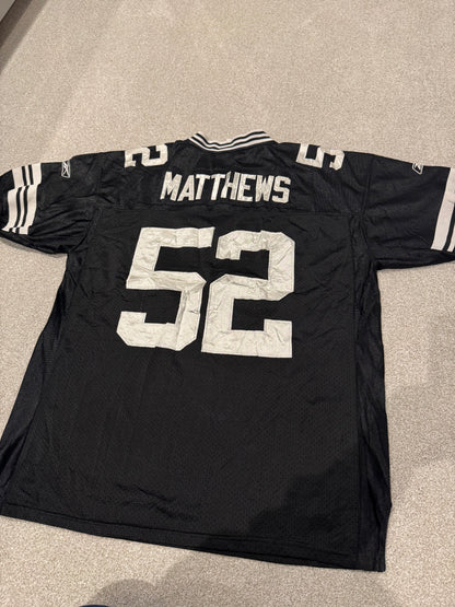 Green Bay Packers Clay Matthews #52 Sewn Reebok Black Jersey S54