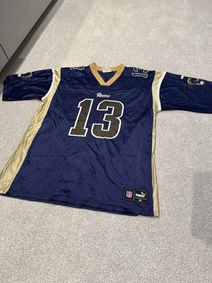 Vintage 90s Puma NFL St Louis Rams KURT WARNER #13 Football Jersey Size XL