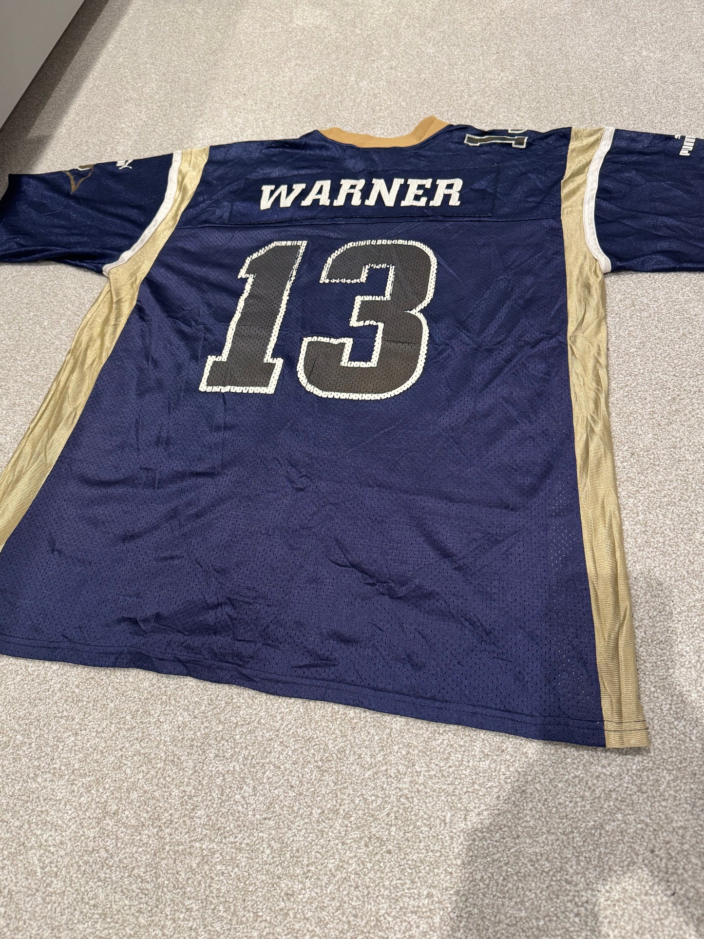 Vintage 90s Puma NFL St Louis Rams KURT WARNER #13 Football Jersey Size XL