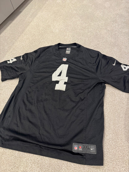 NFL Las Vegas Raiders Derek Carr #4 Nike Black Game Player Jersey Men's Size 3XL