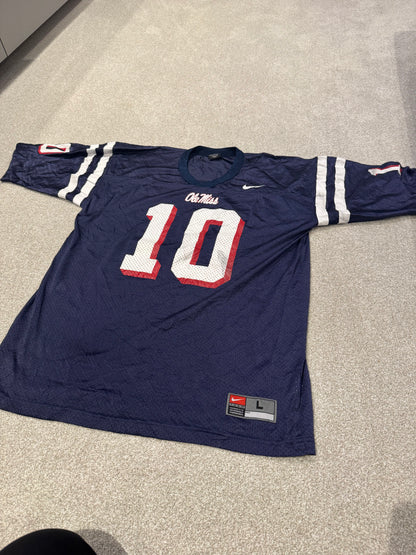 Vtg Nike Eli Manning #10 Ole Miss Rebels Team Football Jersey Mens Large