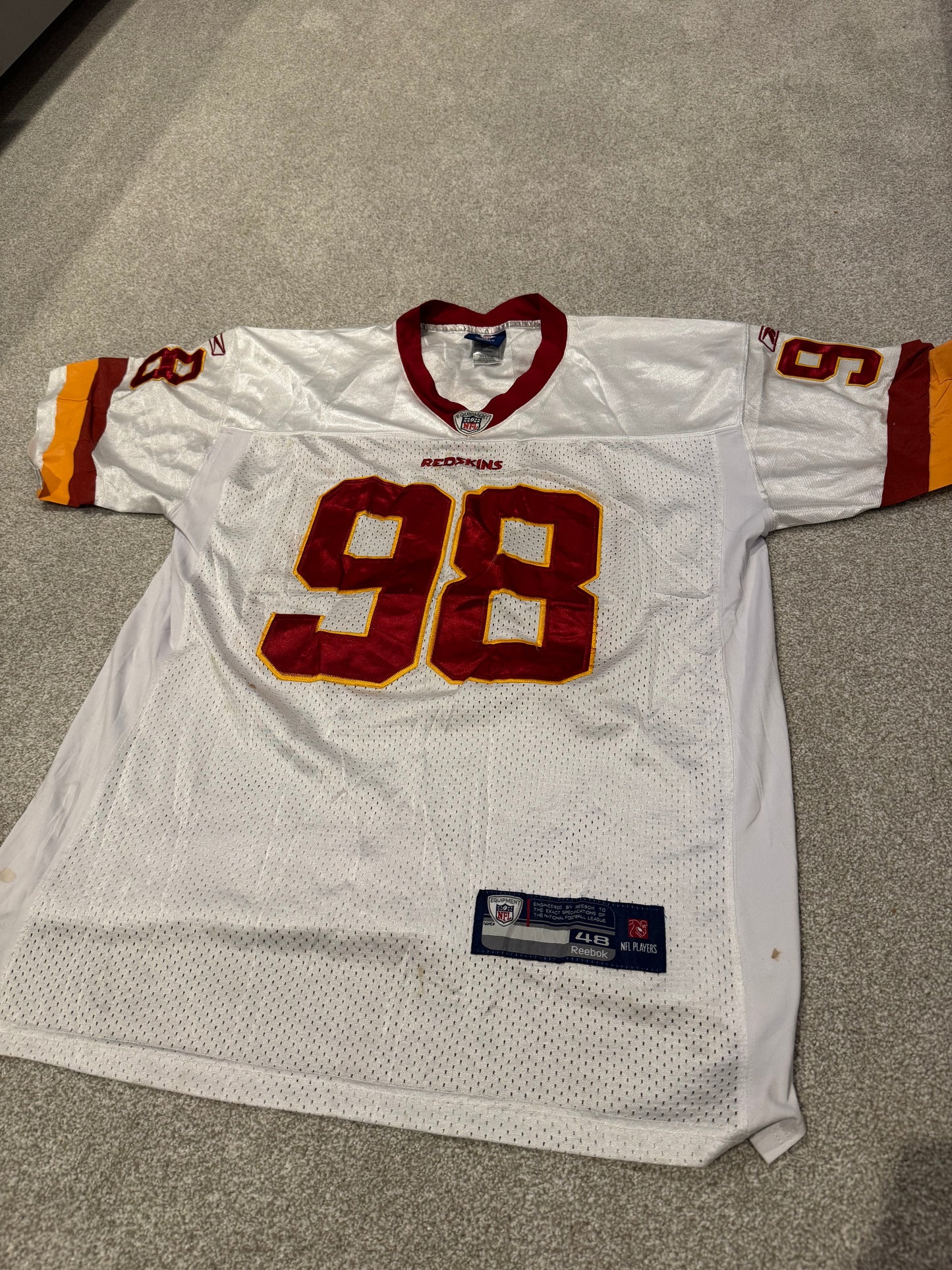 Brian Orakpo Washington Redskins #98 OnField Reebok Jersey 48 VTG Rare