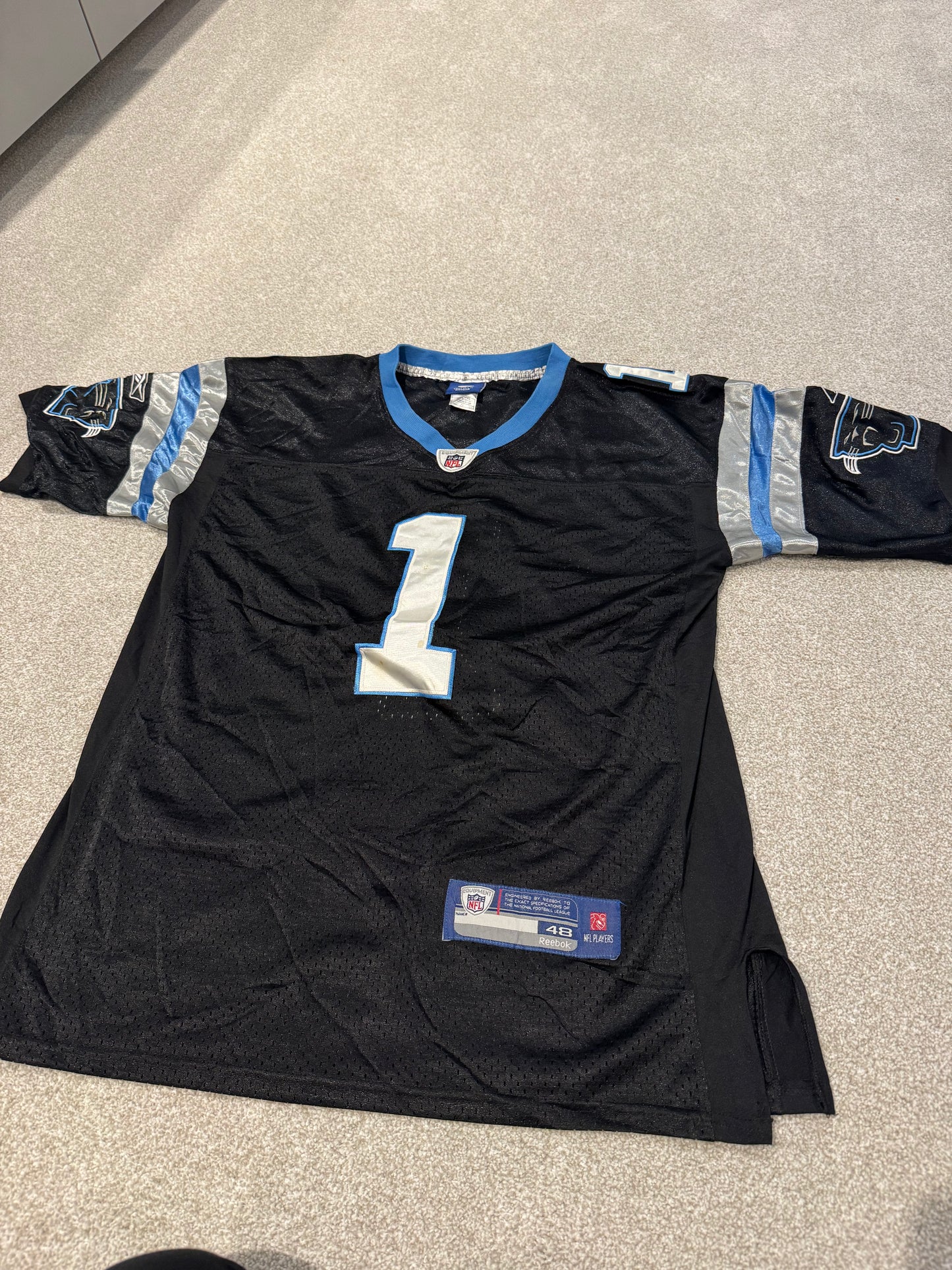 Authentic On Field SZ 48 Reebok Cam Newton Home Carolina Panthers #1 NFL Jersey