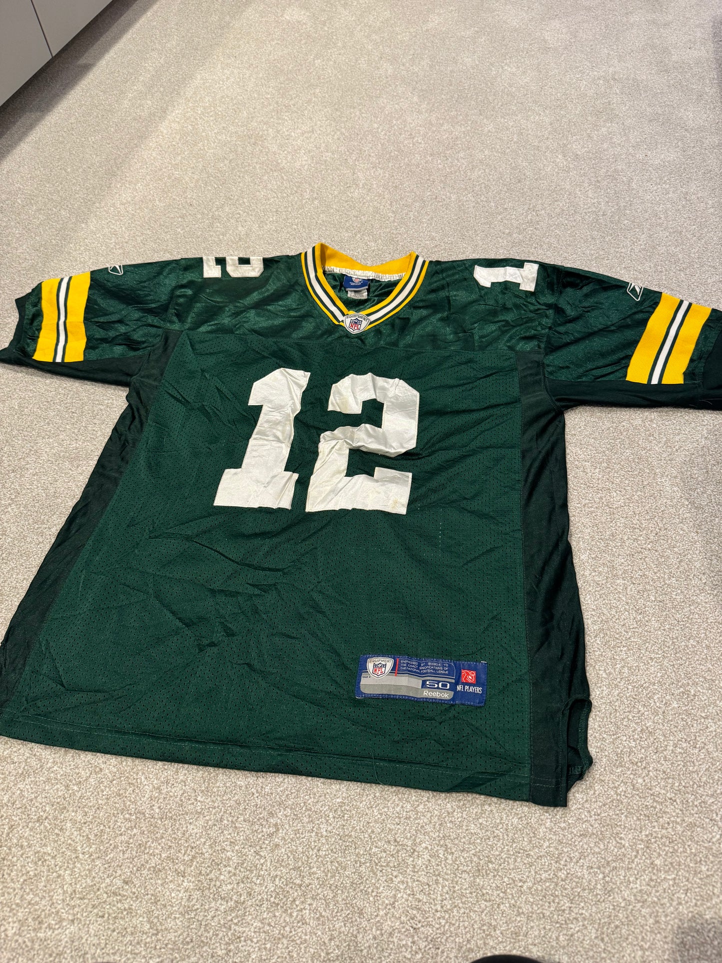 Reebok Green Bay Packers Jersey Aaron Rodgers #12 Stitched NFL On Field Size 50