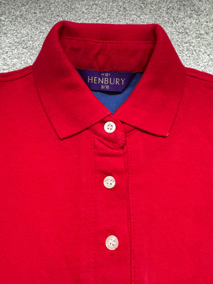 Henbury Classic Red Women's Polo Top Small
