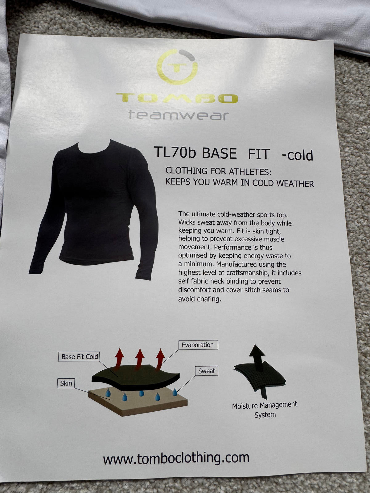 Tombo Teamwear TL70b Base Fit Cold Size 7/8 White