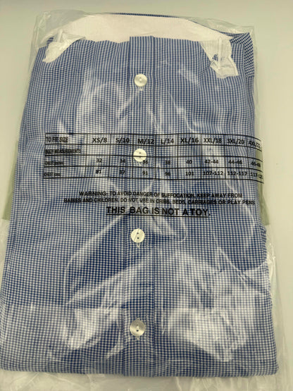 Henbury Blue/White Ladies Gingham Long Sleeve Shirt M