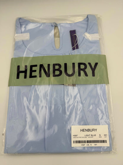 Henbury Ladies Light Blue Blouse Pleat Front Short Sleeve Small