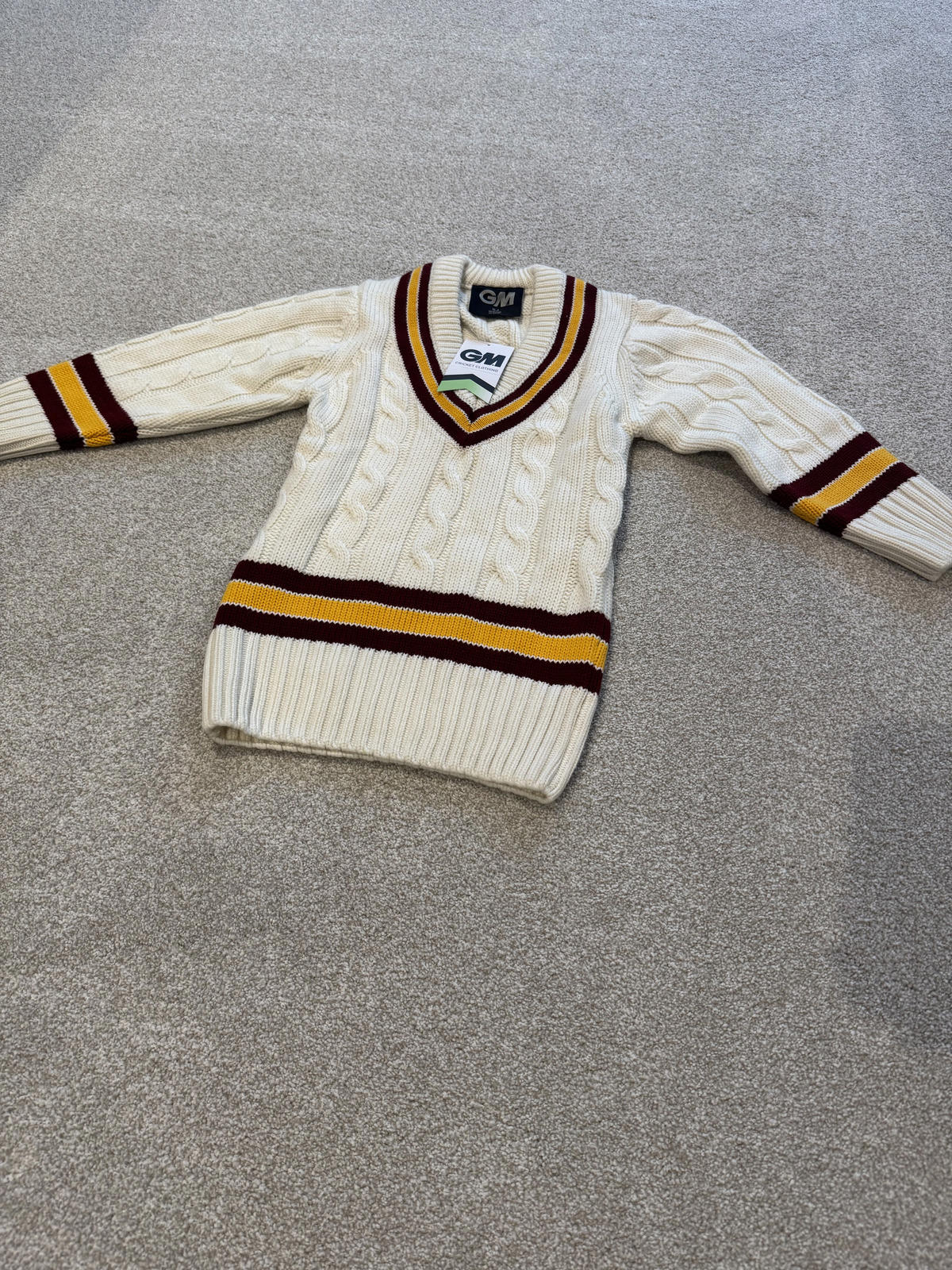 GM Gunn Moore Cricket Sweater Maroon/Amber Junior Small