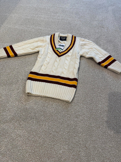 GM Gunn Moore Cricket Sweater Maroon/Amber Junior Small