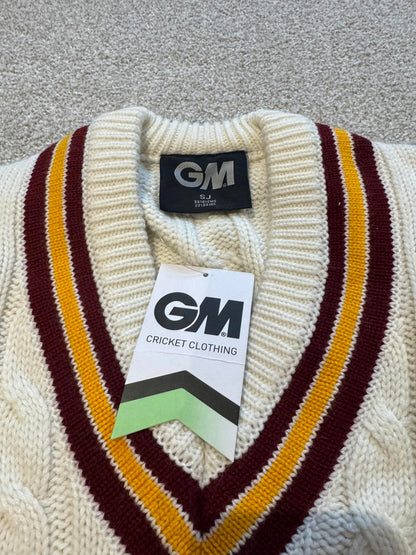 GM Gunn Moore Cricket Sweater Maroon/Amber Junior Small