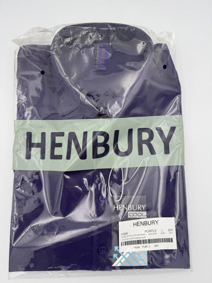 Henbury Ladies Wicking Short Sleeved Quick Dry Shirt Purple Large