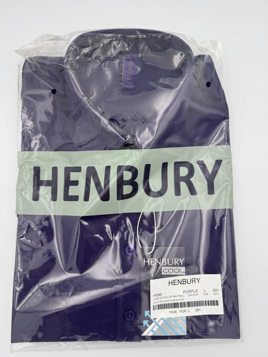 Henbury Ladies Wicking Short Sleeved Quick Dry Shirt Purple Large