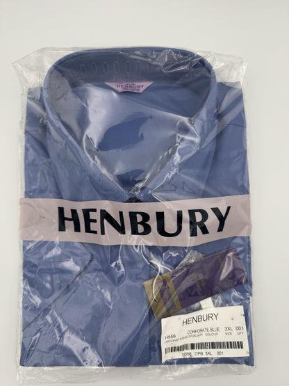 Henbury Ladies Short Sleeved Oxford Shirt 3XL Corporate Blue
