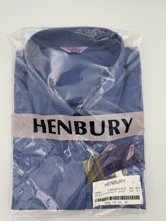 Henbury Ladies Short Sleeved Oxford Shirt 3XL Corporate Blue
