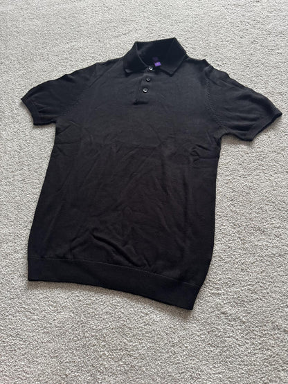 Henbury Mens Knitted S/S Polo Shirt Black XS