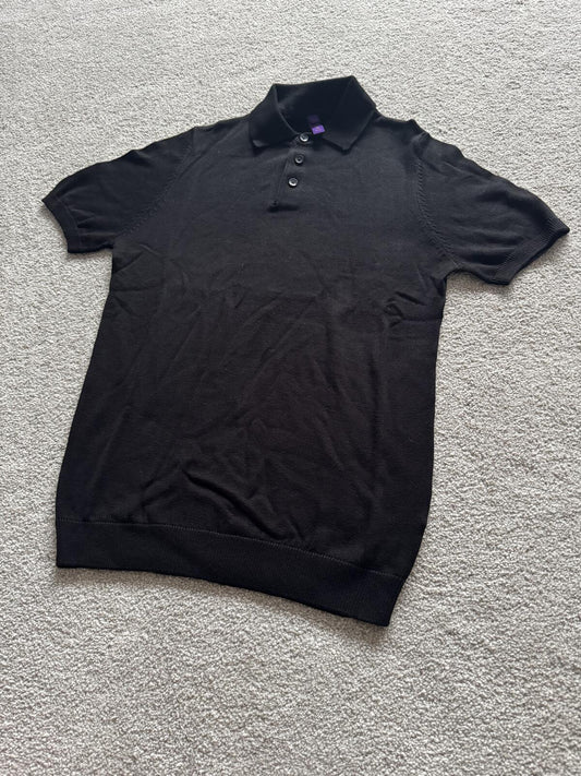 Henbury Mens Knitted S/S Polo Shirt Black XS