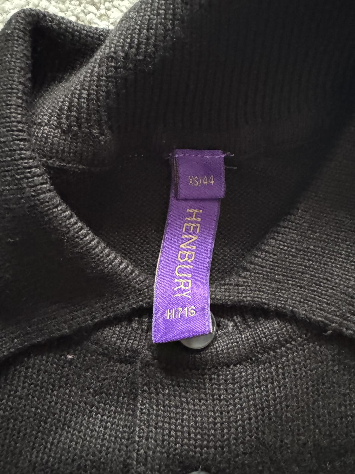 Henbury Mens Knitted S/S Polo Shirt Black XS