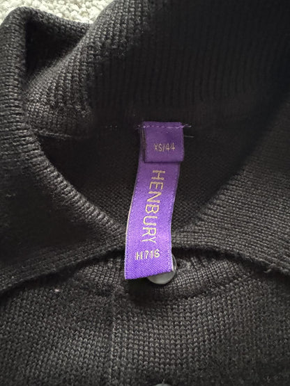 Henbury Mens Knitted S/S Polo Shirt Black XS