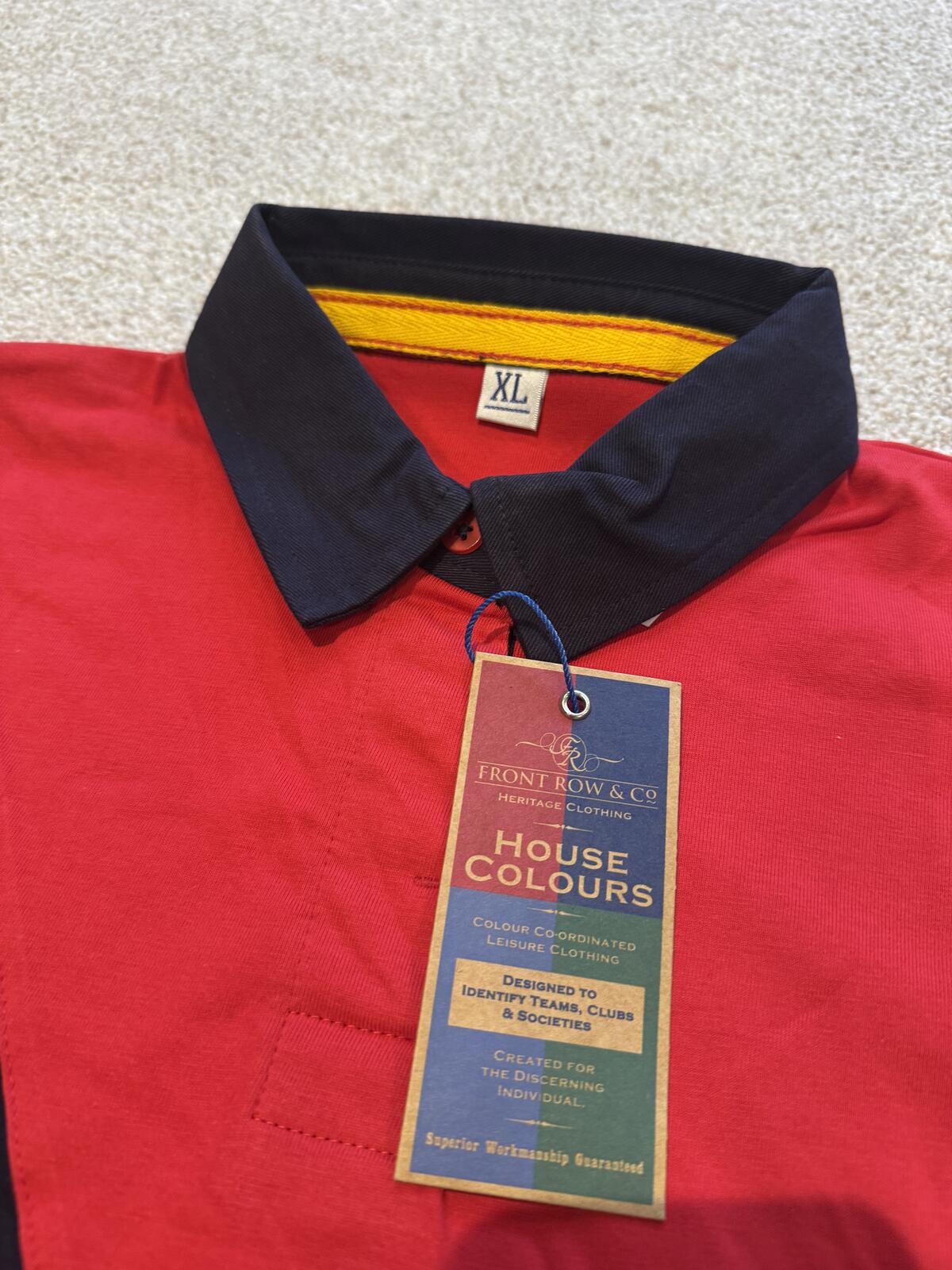 Front Row Ladies Diagonal Stripe House Rugby Top Red/Navy XL