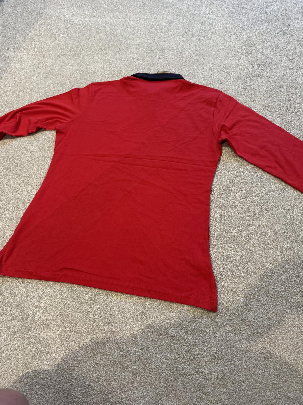 Front Row Ladies Diagonal Stripe House Rugby Top Red/Navy XL
