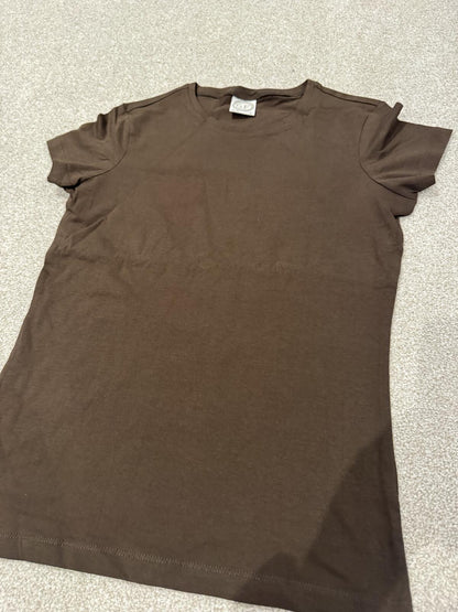 Skinni Fit Ladies Essential Chocolate T-Shirt Short Sleeve Small