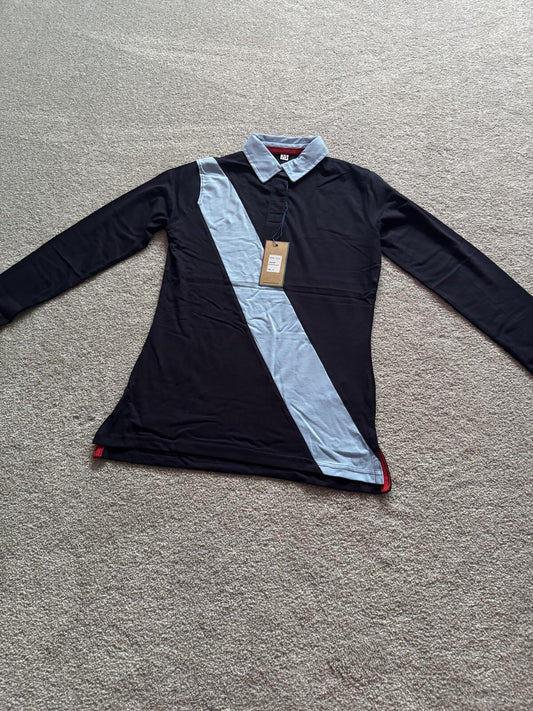 Front Row Ladies Diagonal Stripe House Rugby Top Navy/Sky Medium