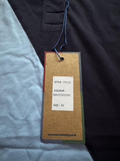 Front Row Ladies Diagonal Stripe House Rugby Top Navy/Sky Medium