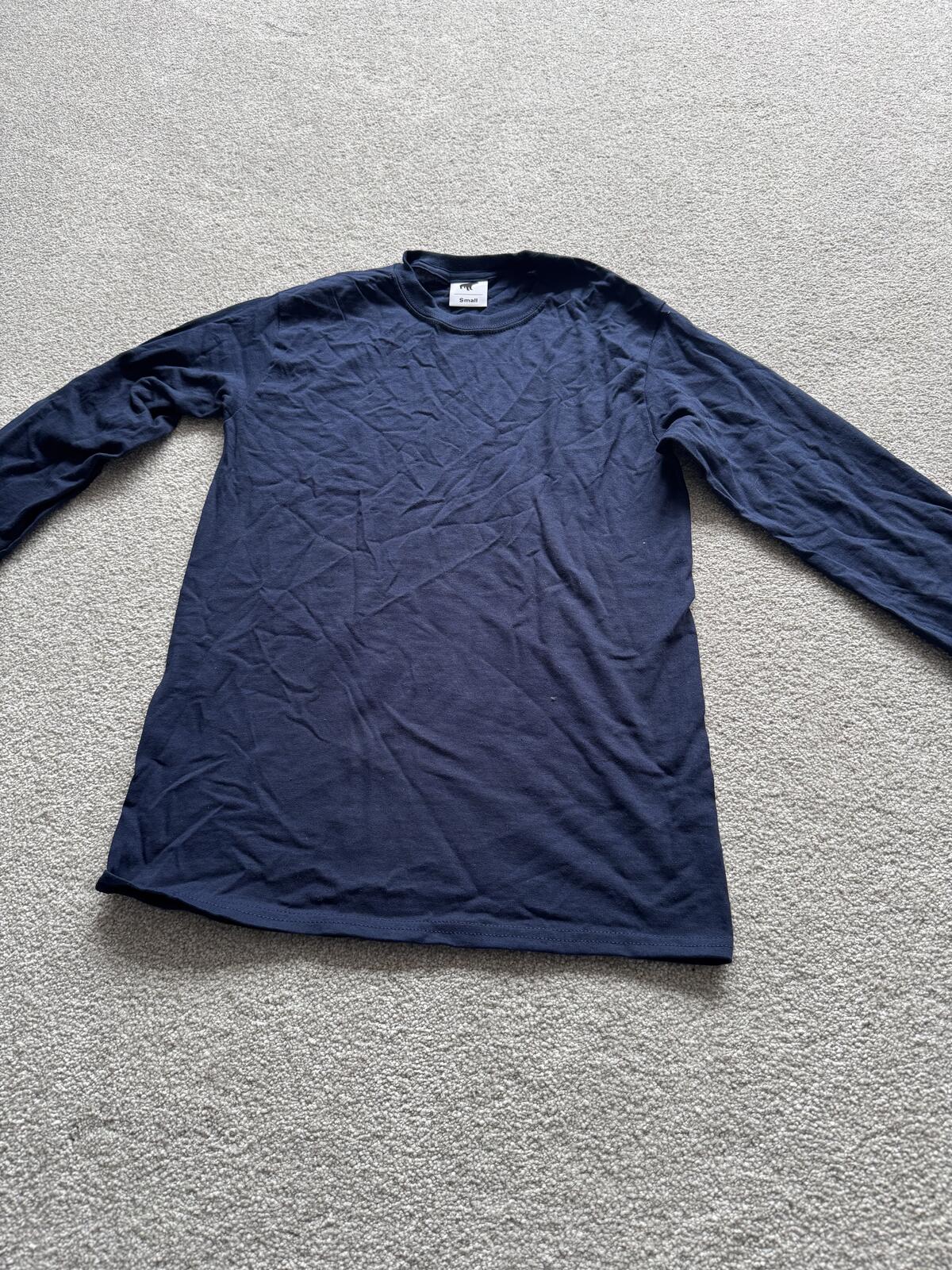 Plain Bear Navy Long Sleeved T-Shirt Small