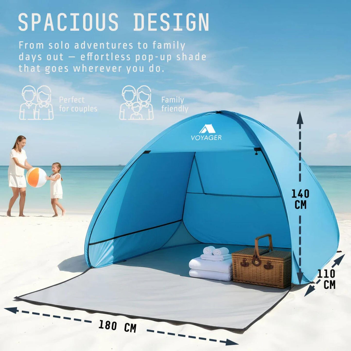 Voyager Pop Up Beach Tent Blue Brand New in Box