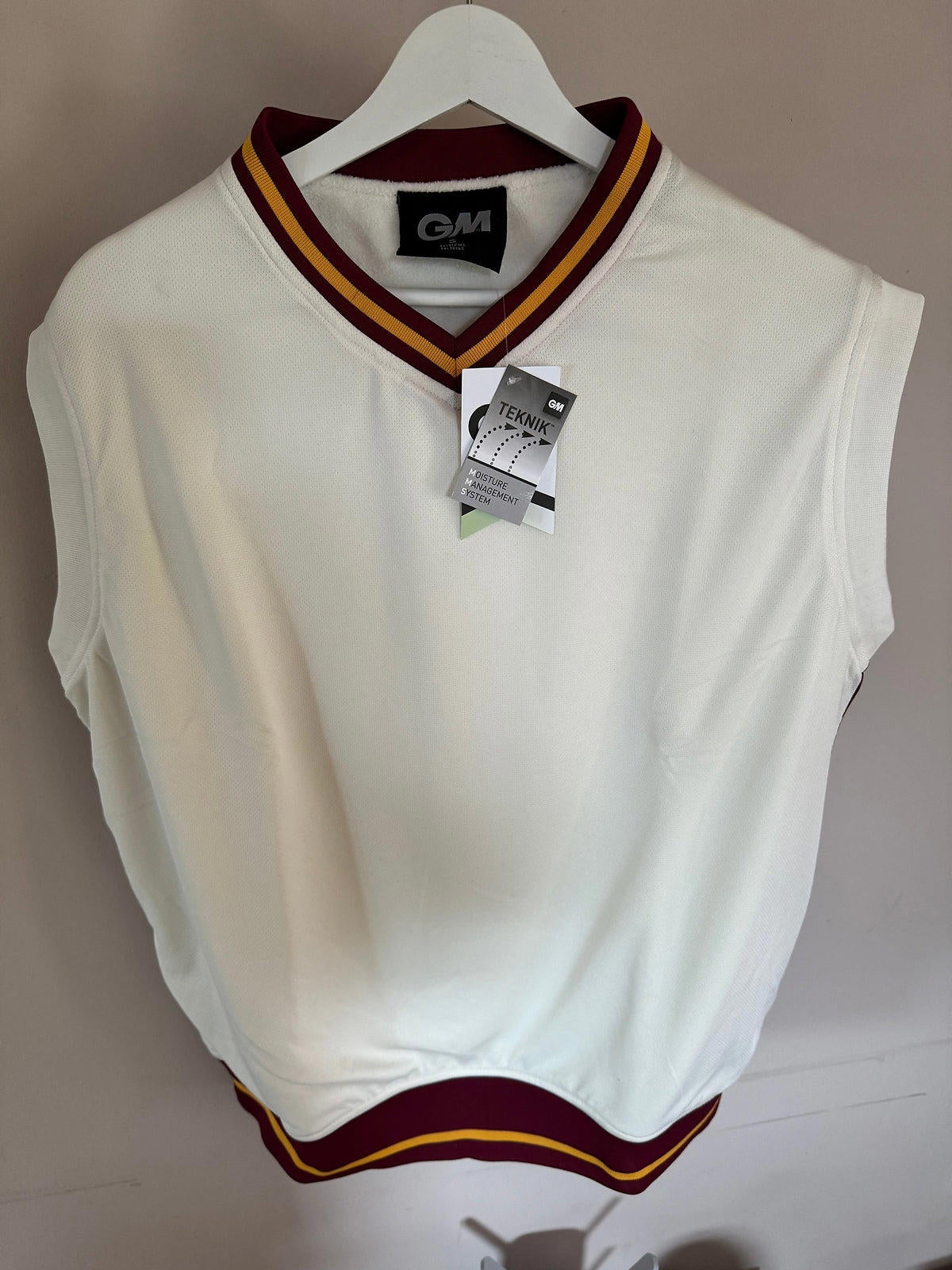 GM Gunn & Moore Cricket Slipover Poly Teknik Maroon/Amber Small