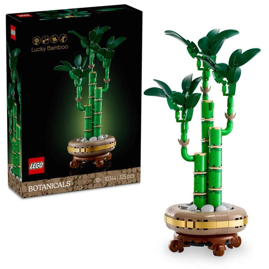 LEGO Botanicals Lucky Bamboo Artificial Plant for Indoor Display - Set for Adults includes a Buildable Pot with a Wood - Effect Plinth for Home Decor - Gift for Her or Him - 10344 - Zaja Sales Ltd