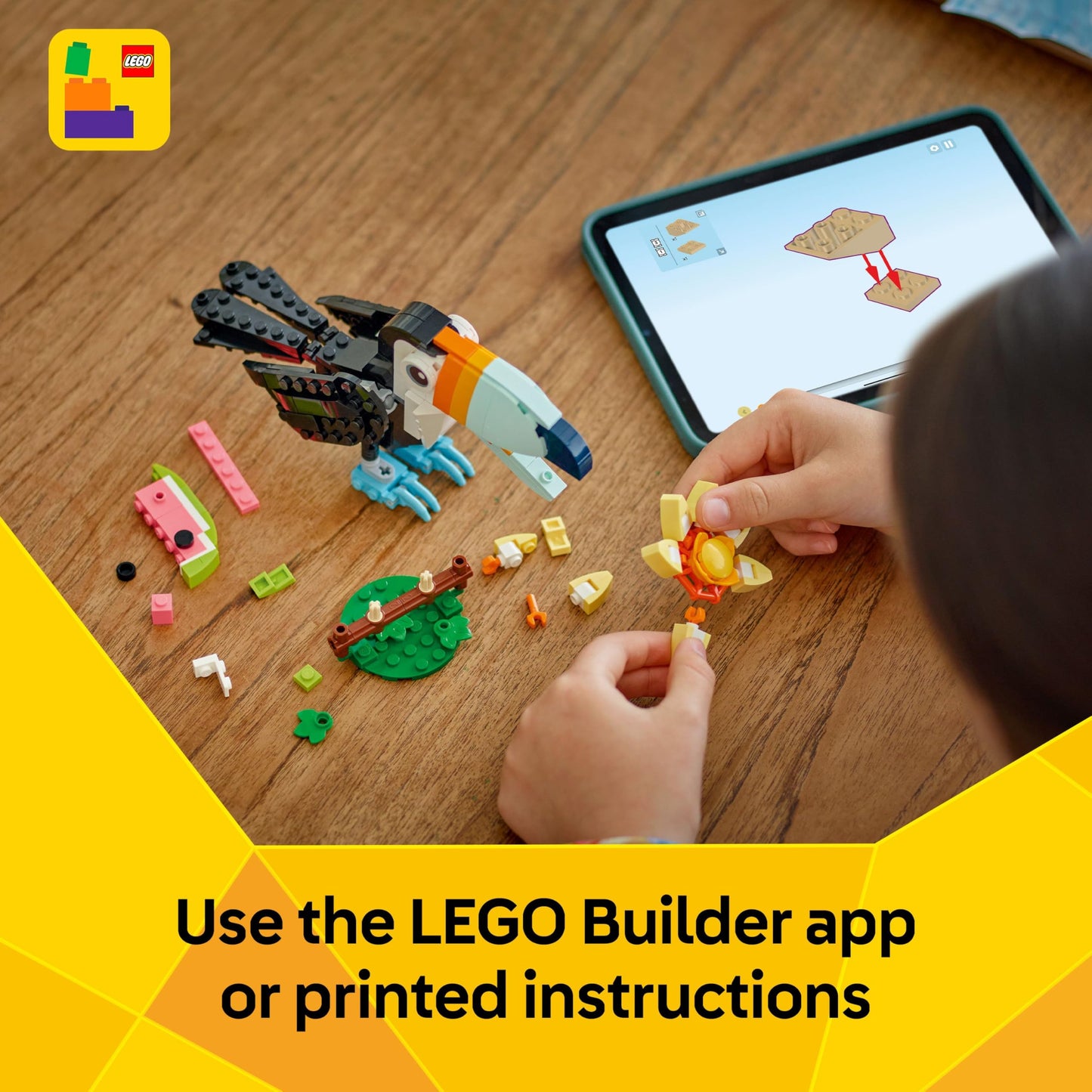 LEGO Creator 3in1 Wild Animals: Tropical Toucan with a Flower - Toy Animal Transforms into a Butterfly Figure or a Tropical Fish - Creative Gift for 7+ Year Old Girls & Boys - 31173 - Zaja Sales Ltd