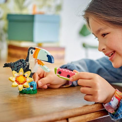 LEGO Creator 3in1 Wild Animals: Tropical Toucan with a Flower - Toy Animal Transforms into a Butterfly Figure or a Tropical Fish - Creative Gift for 7+ Year Old Girls & Boys - 31173 - Zaja Sales Ltd