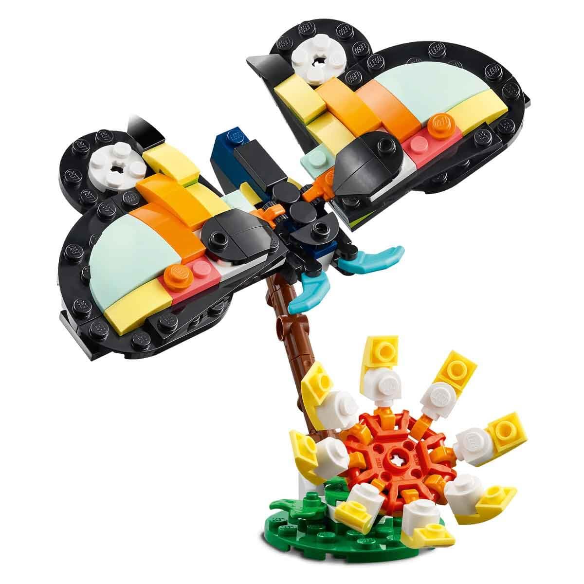 LEGO Creator 3in1 Wild Animals: Tropical Toucan with a Flower - Toy Animal Transforms into a Butterfly Figure or a Tropical Fish - Creative Gift for 7+ Year Old Girls & Boys - 31173 - Zaja Sales Ltd