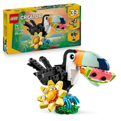 LEGO Creator 3in1 Wild Animals: Tropical Toucan with a Flower - Toy Animal Transforms into a Butterfly Figure or a Tropical Fish - Creative Gift for 7+ Year Old Girls & Boys - 31173 - Zaja Sales Ltd