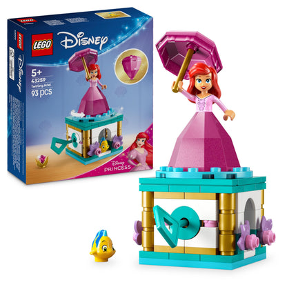 LEGO ǀ Disney Princess Twirling Ariel - Spinning Toy with a Mini Doll & Flounder Figure plus Accessories incl. a Diamond & Key - Gift for 5+ Year Old Girls - 43259 - Zaja Sales Ltd
