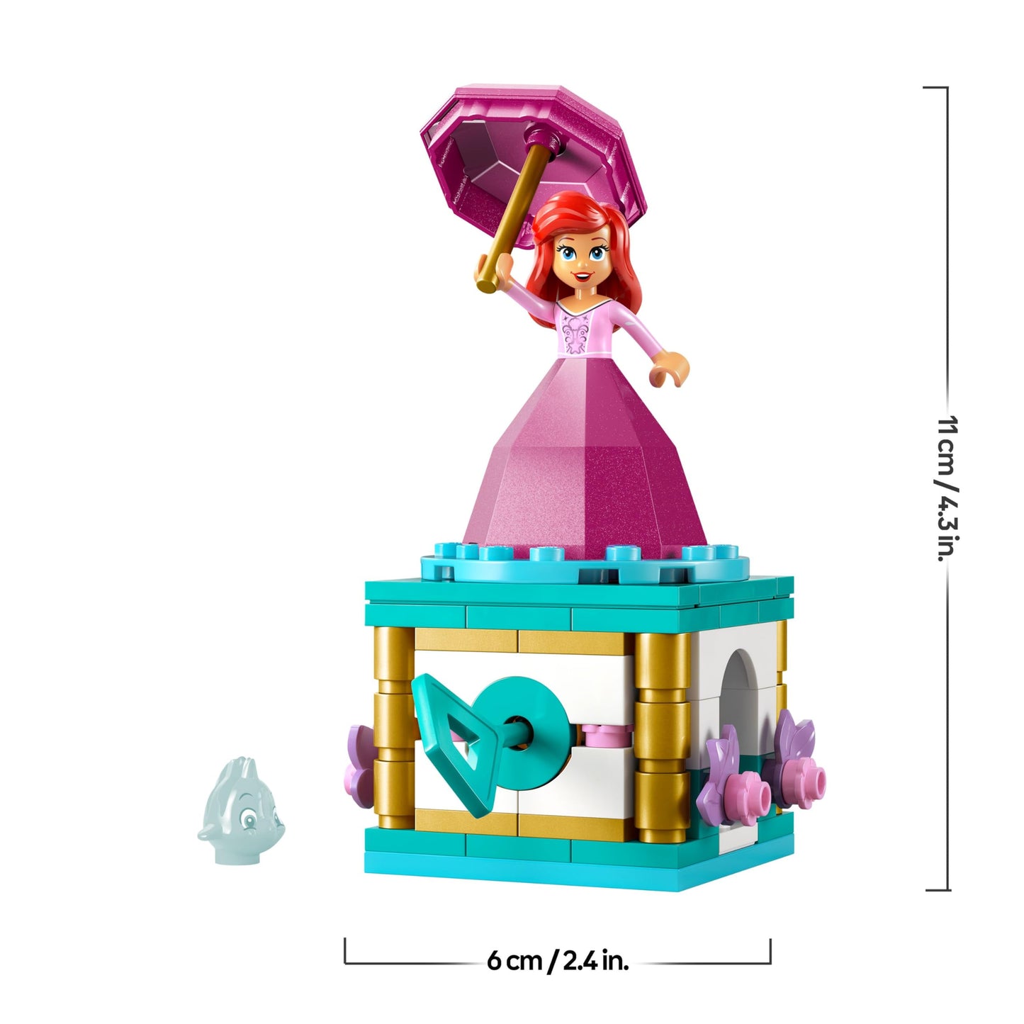 LEGO ǀ Disney Princess Twirling Ariel - Spinning Toy with a Mini Doll & Flounder Figure plus Accessories incl. a Diamond & Key - Gift for 5+ Year Old Girls - 43259 - Zaja Sales Ltd